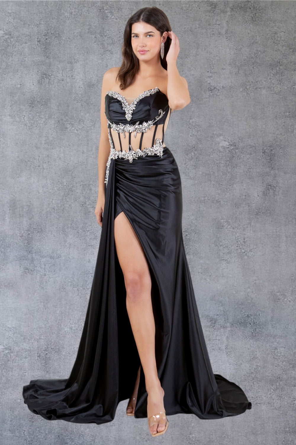Cinderella Couture 8214J Long Prom Formal Fitted Slit Evening Dress