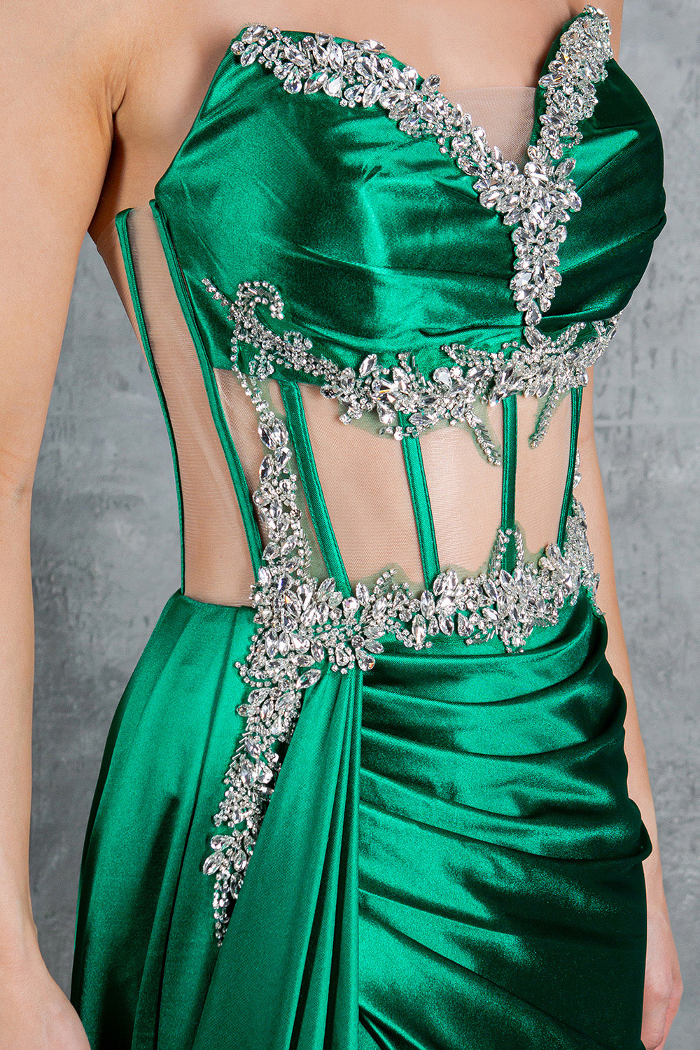 Cinderella Couture 8214J Long Prom Formal Fitted Slit Evening Dress