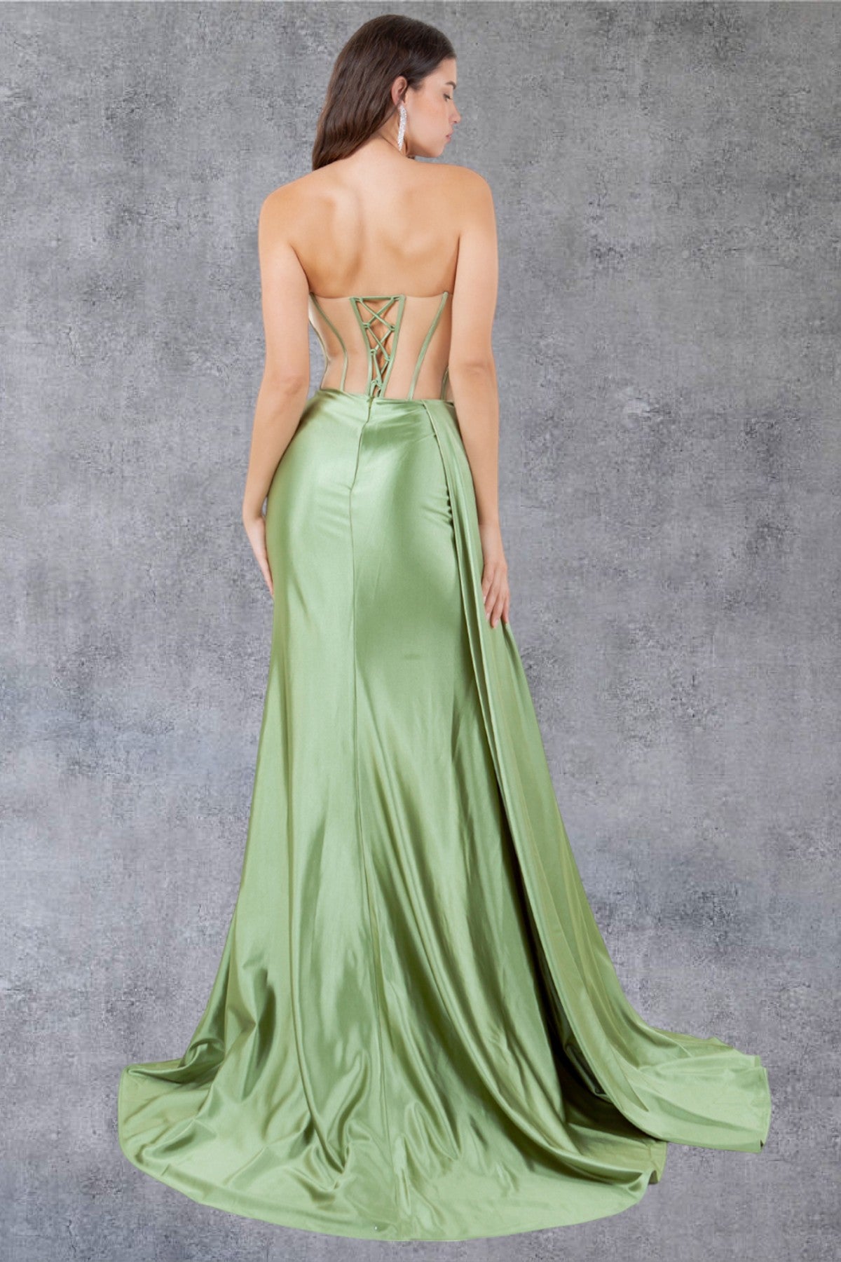 Cinderella Couture 8214J Long Prom Formal Fitted Slit Evening Dress