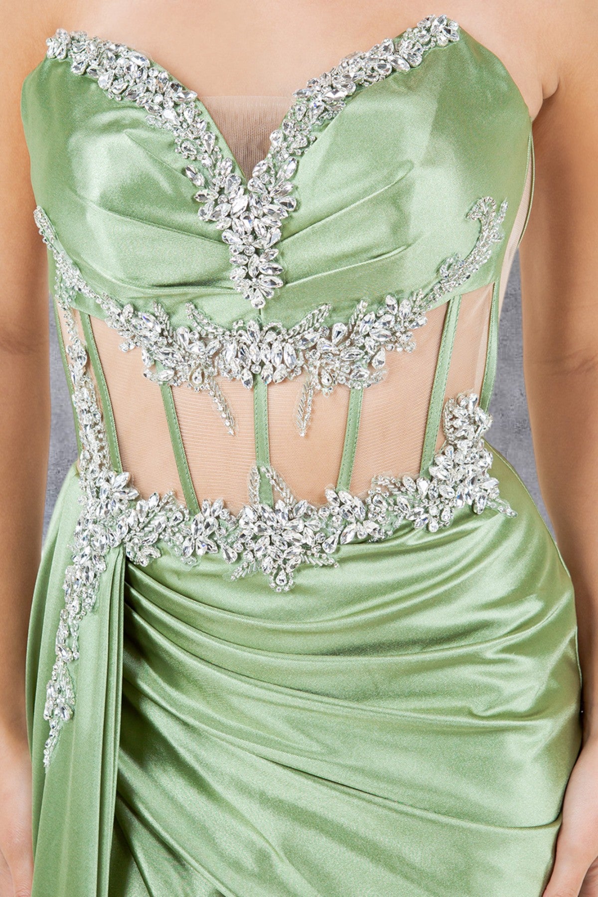 Cinderella Couture 8214J Long Prom Formal Fitted Slit Evening Dress