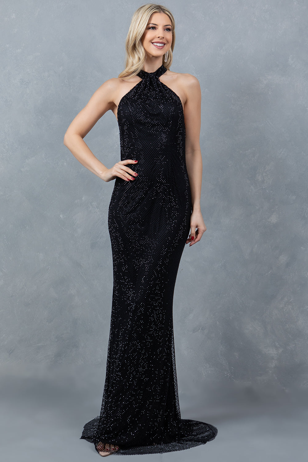 Cinderella Couture 8217J Long Slit Beaded Formal Prom Dress