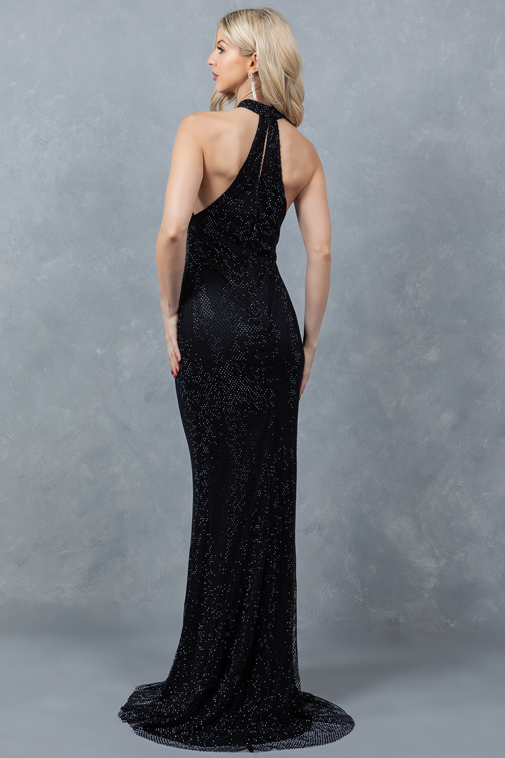 Prom Dresses Long Slit Beaded Formal Prom Dress Black