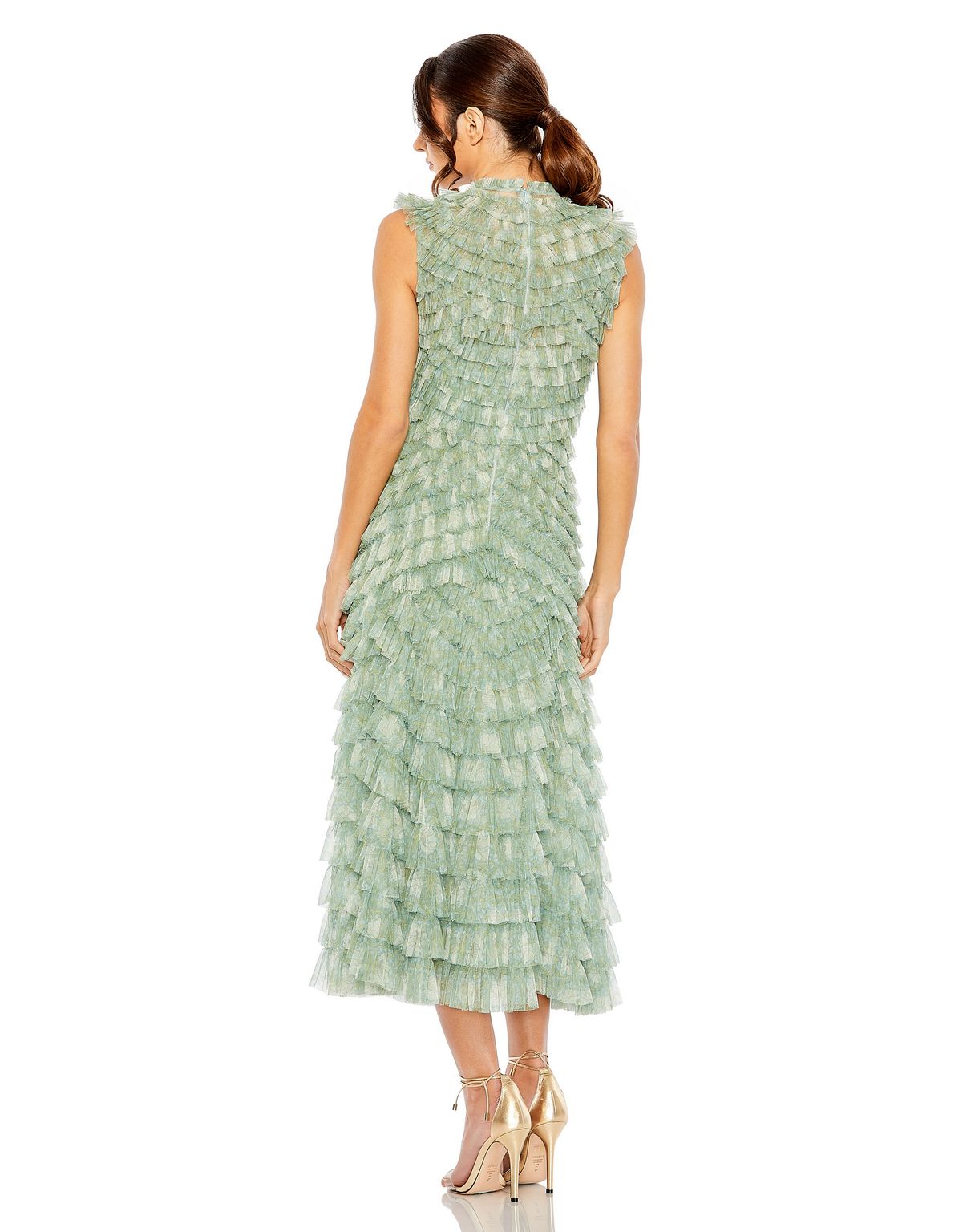 Mac Duggal 8225 Tea Length Ruffle Tiered Cocktail Dress