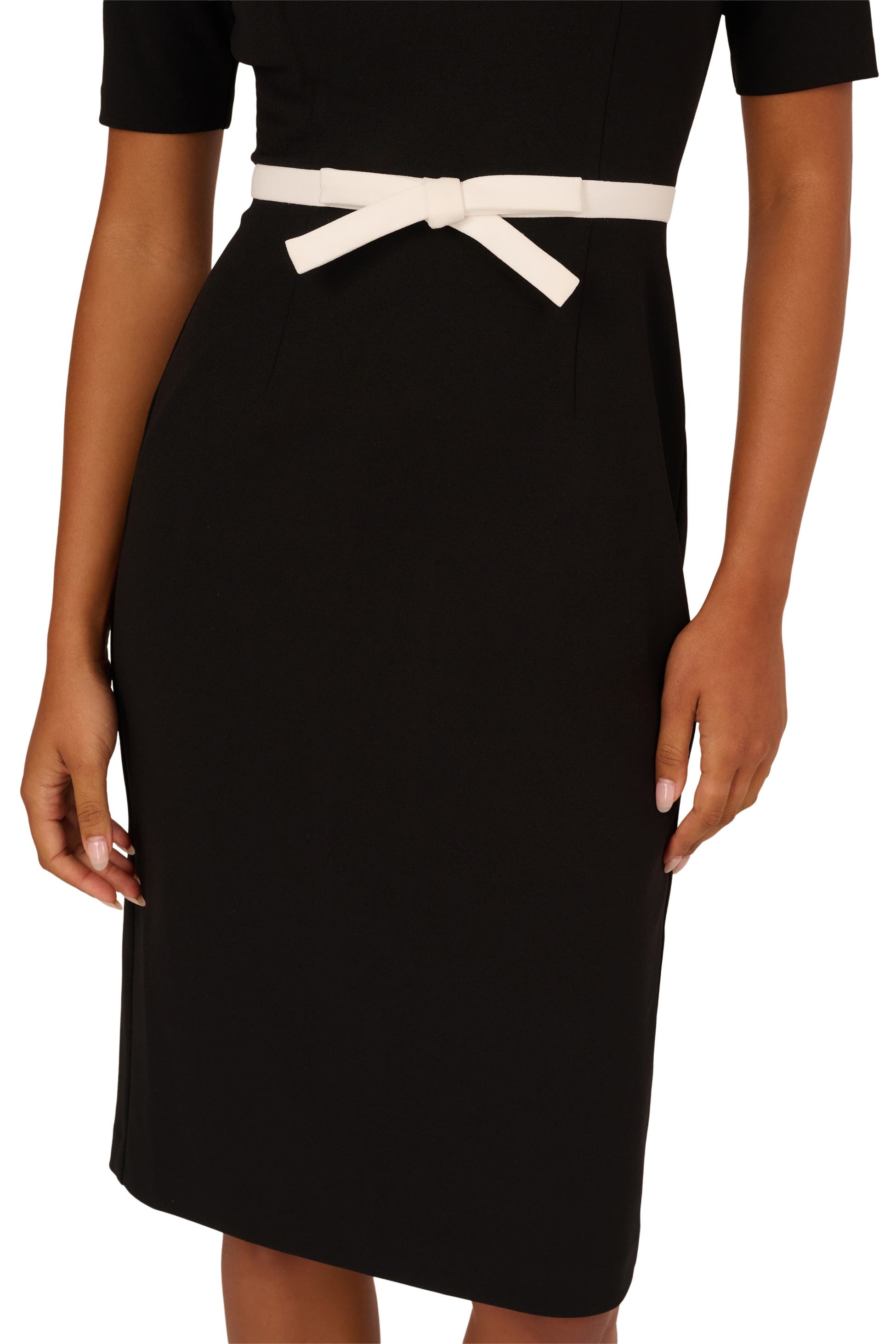 Crew/High-Neck Knee-Length Jersey Occasion Sheath/Column Adrianna Papell AP1D106428