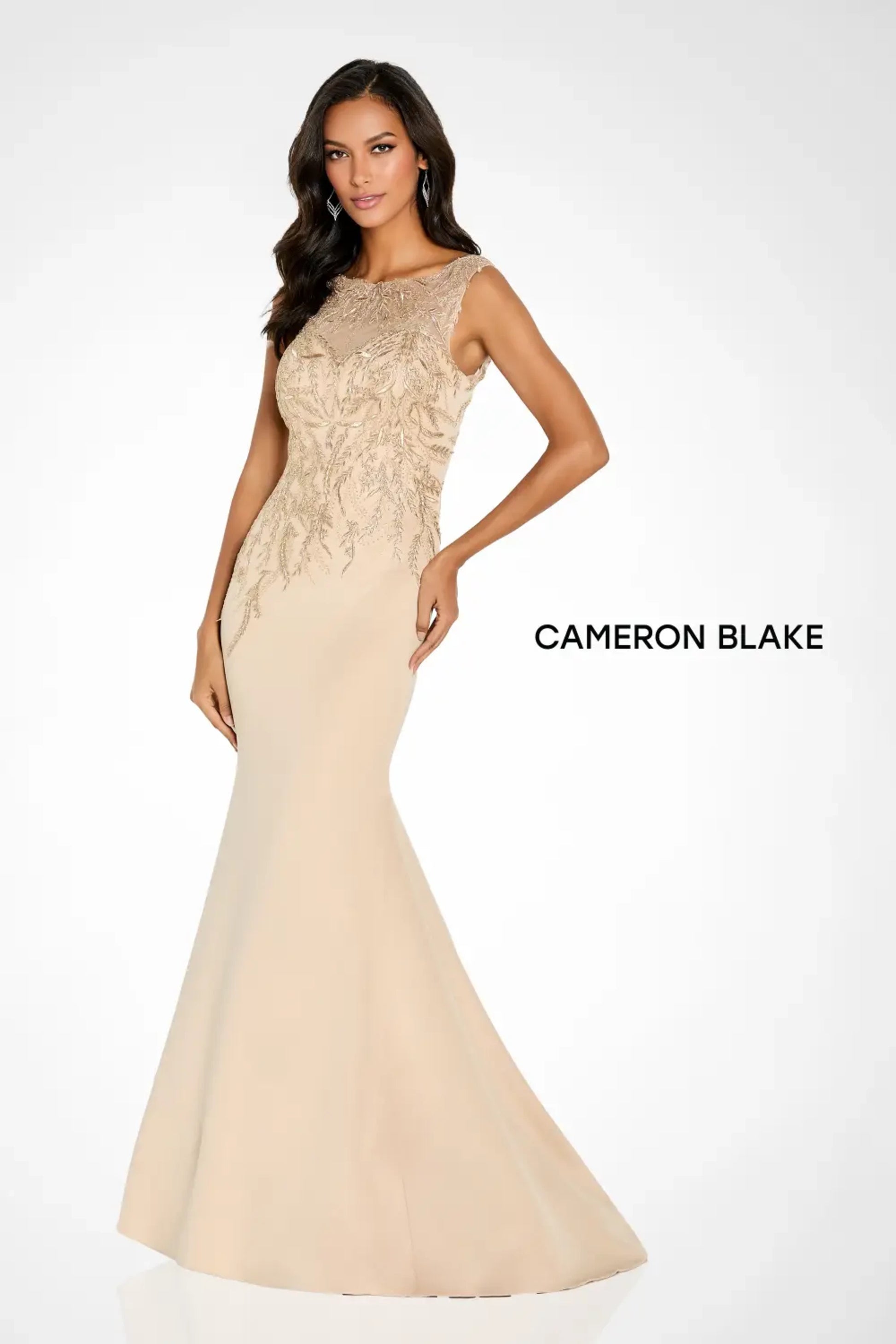 Cameron Blake CB148 Long Formal Floral Mermaid Evening Dress