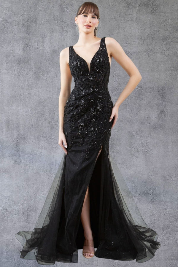 Cinderella Couture 8241J Formal Long Beaded Lace Mermaid Prom Dress