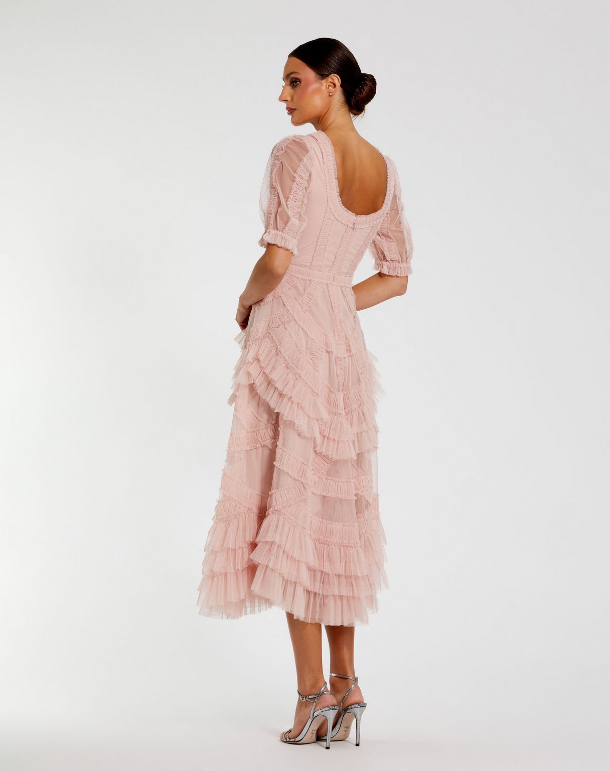 Mac Duggal 8248 Ruffled Tea Length Cocktail Dress
