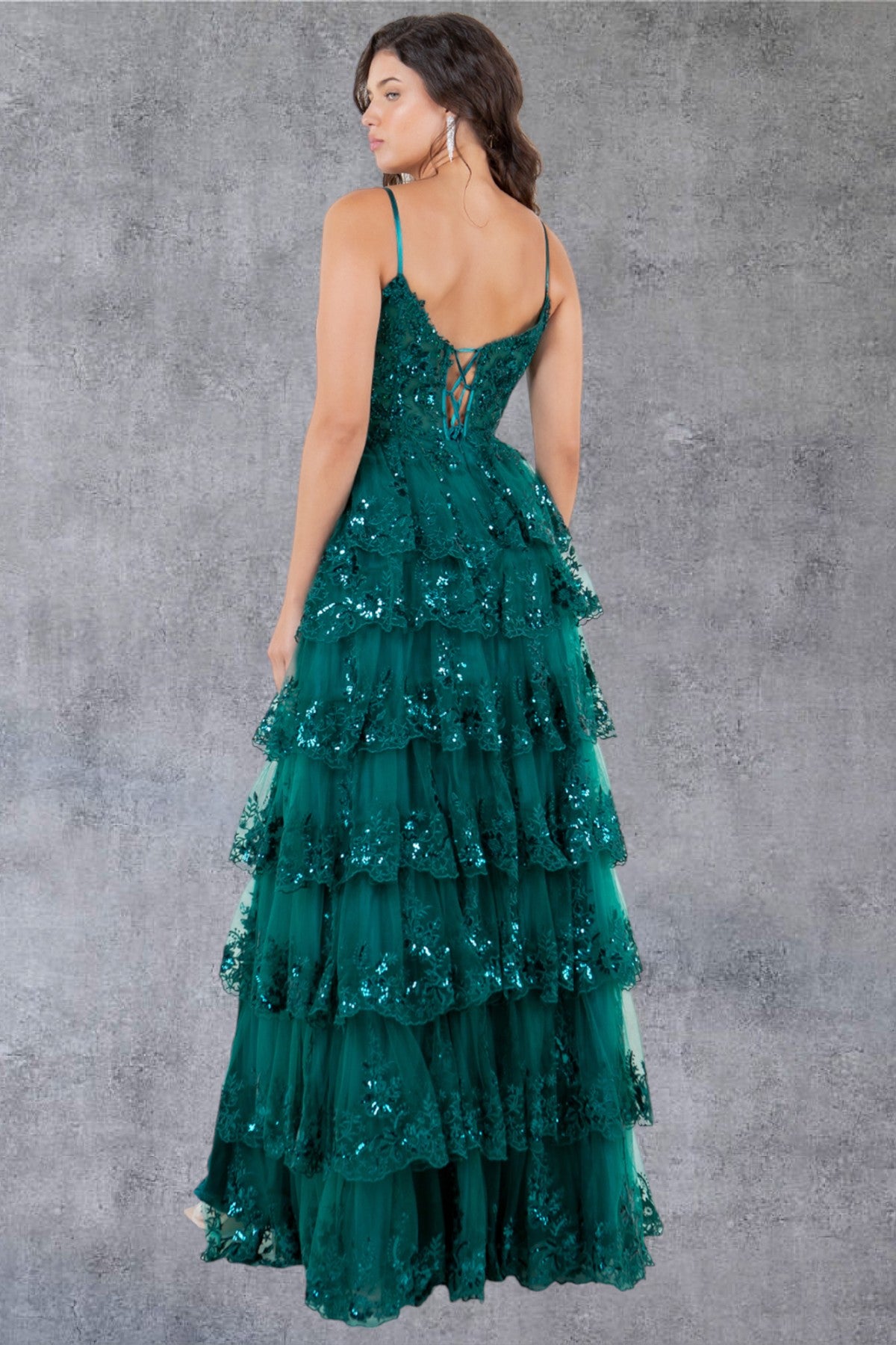 Cinderella Couture 8248J A Line Long Formal Ruffle Prom Dress