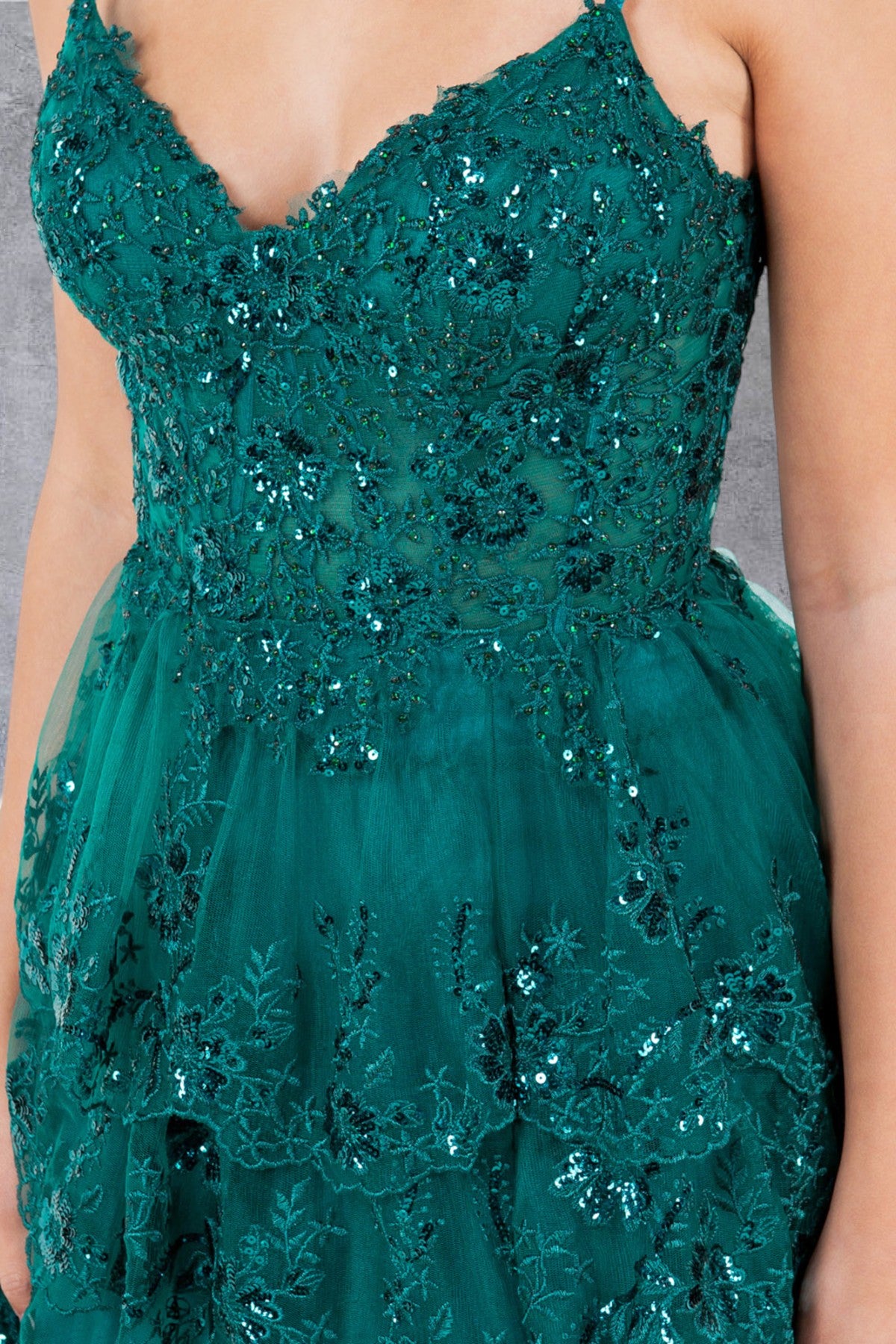 Cinderella Couture 8248J A Line Long Formal Ruffle Prom Dress