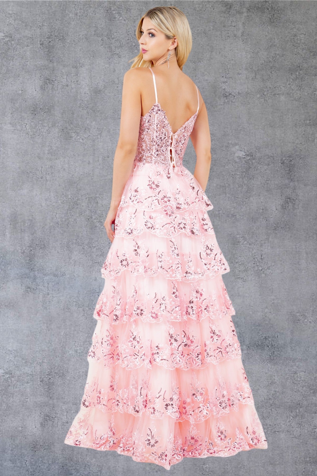 Cinderella Couture 8248J A Line Long Formal Ruffle Prom Dress