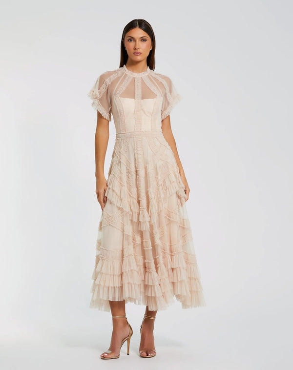 Midi Ruffle Short Evening Cocktail Dress Mac Duggal 8249