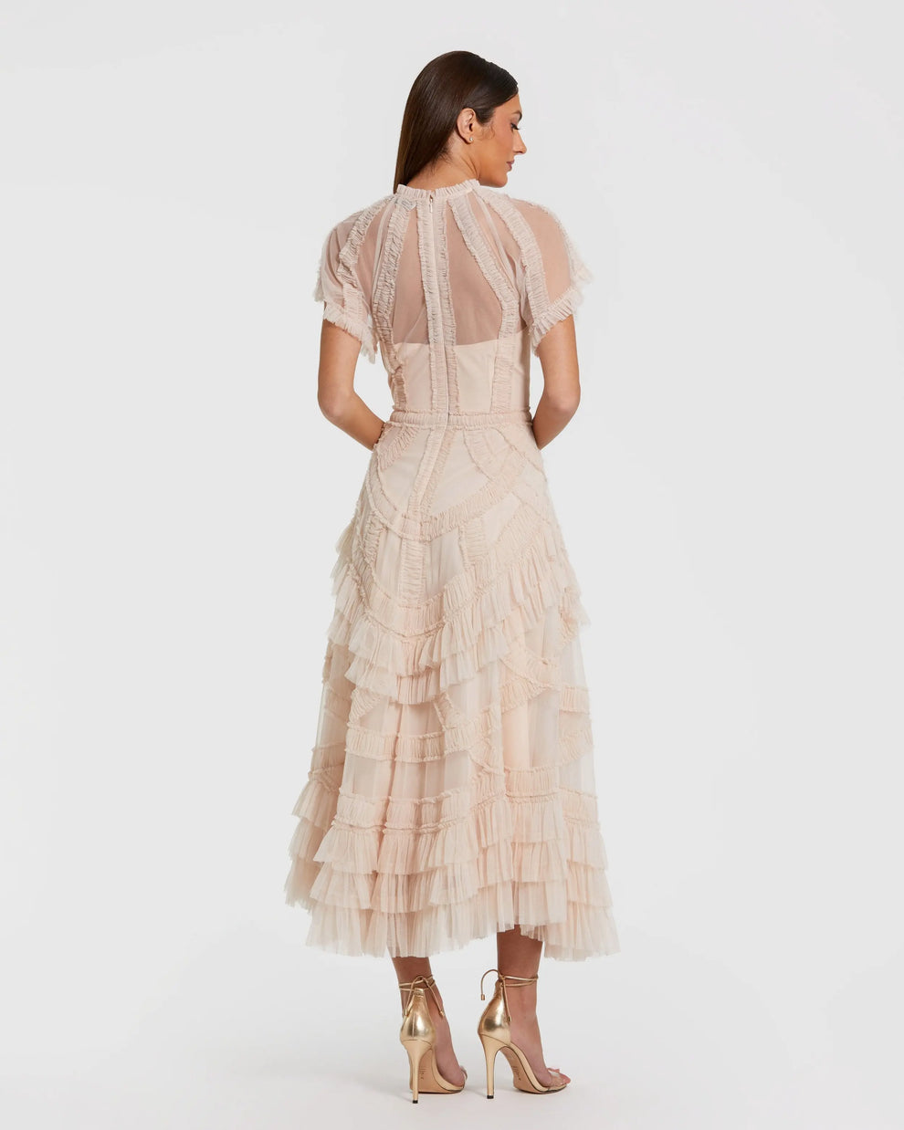 Cocktail Dresses Midi Ruffle Short Evening Cocktail Dress Mac Duggal 8249 Blush