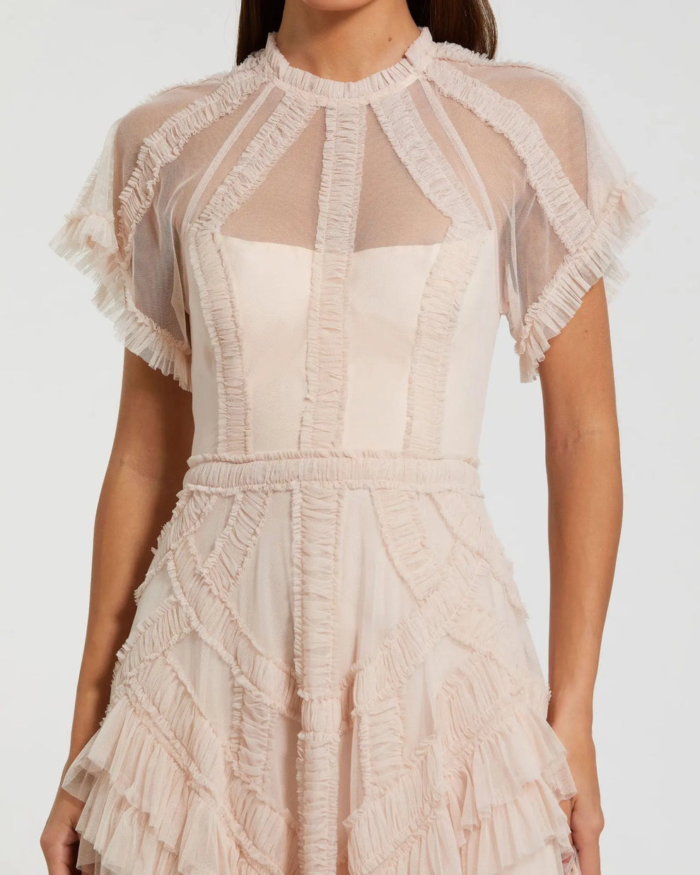 Cocktail Dresses Midi Ruffle Short Evening Cocktail Dress Mac Duggal 8249 Blush