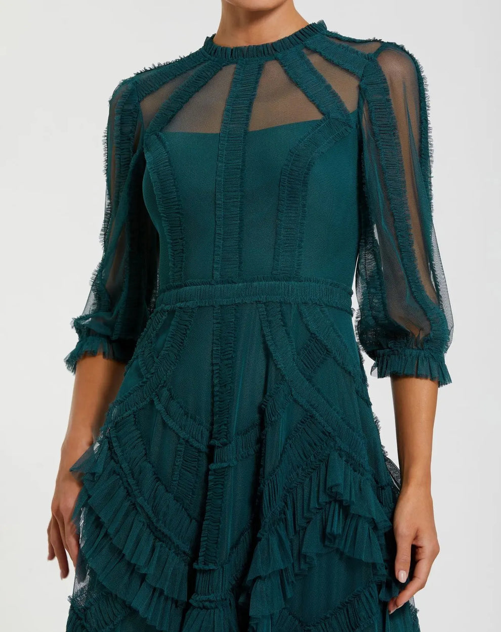 Cocktail Dresses Tea Length Ruffle Short Evening Cocktail Dress Mac Duggal 8251 Teal