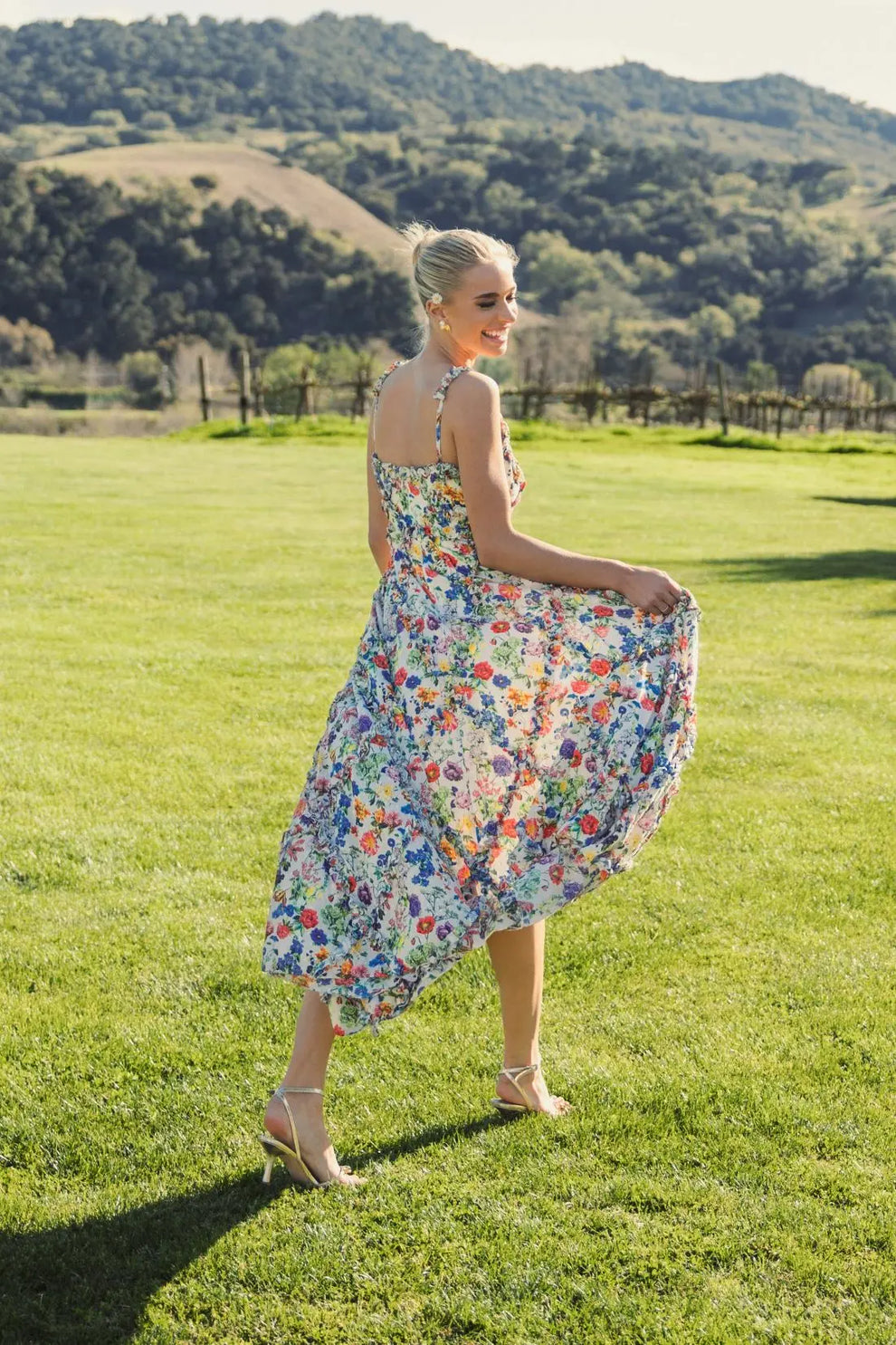 Cocktail Dresses Short Ruffle Tea Length Floral Cocktail Dress Mac Duggal 8256 Blue Multi