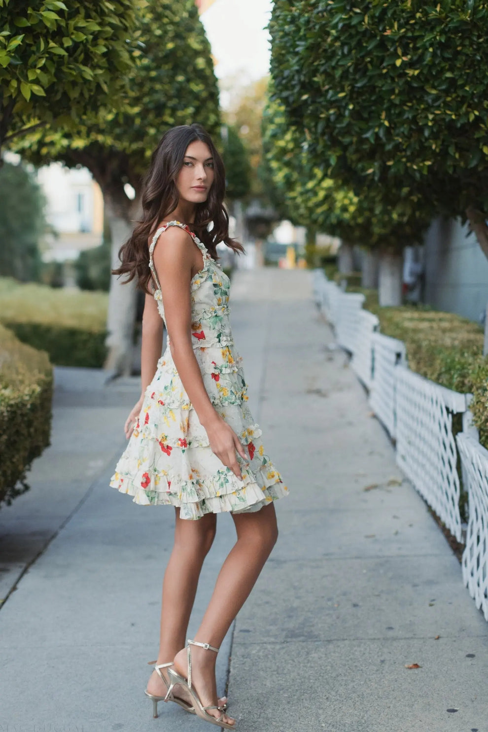 Cocktail Dresses Floral Print Short Homecoming Mini Cocktail Dress Ivory Multi