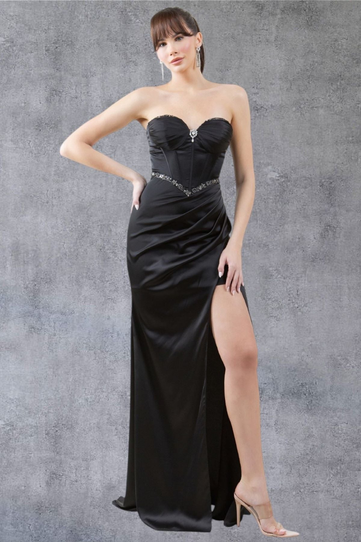 Cinderella Couture 8259J Formal Long Fitted Slit prom Evening Dress