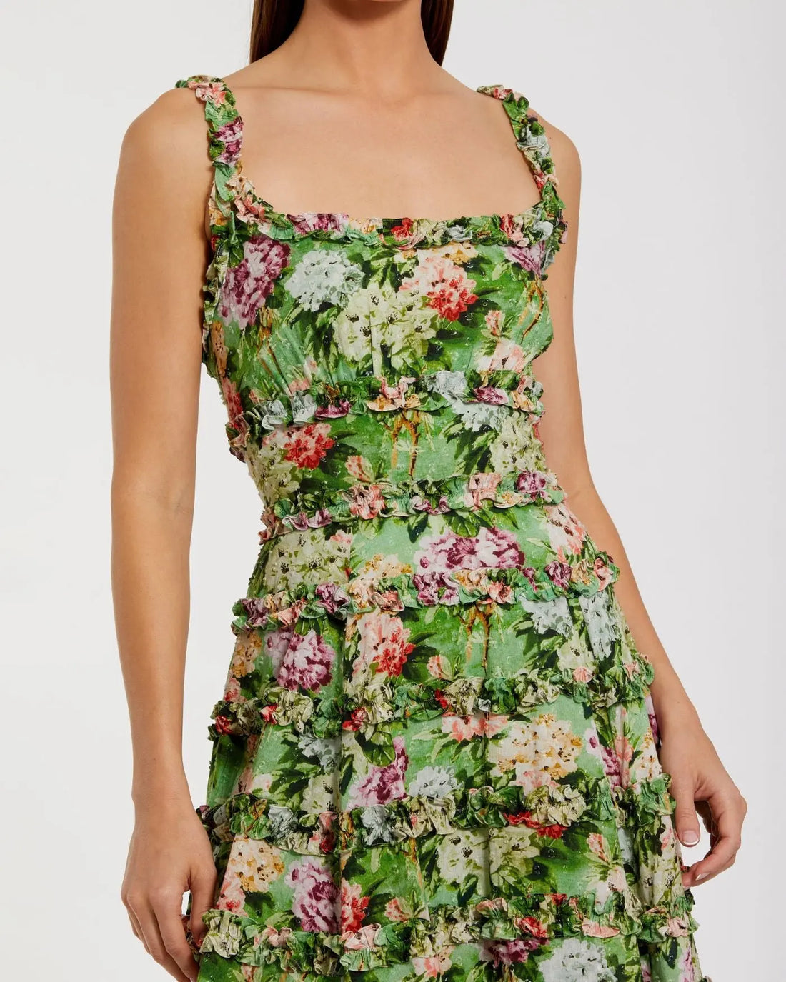 Cocktail Dresses Homecoming Midi Short Ruffle Cocktail Dress Green Multi