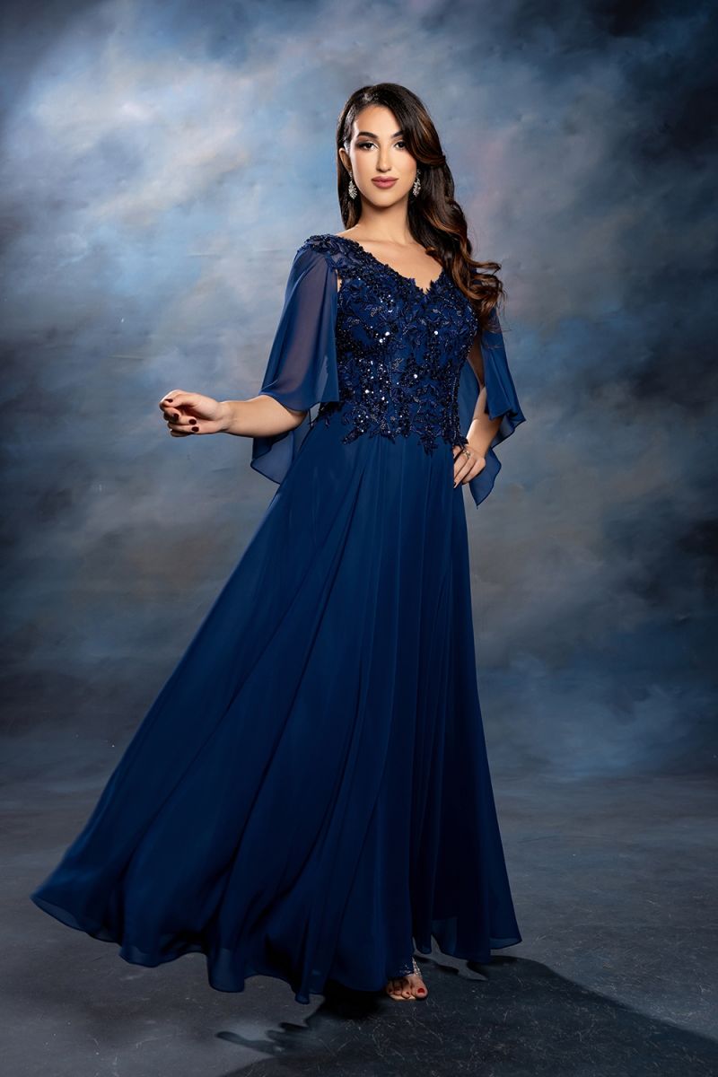 Illusion Floor-Length Chiffon Formal A-Line May Queen 2233
