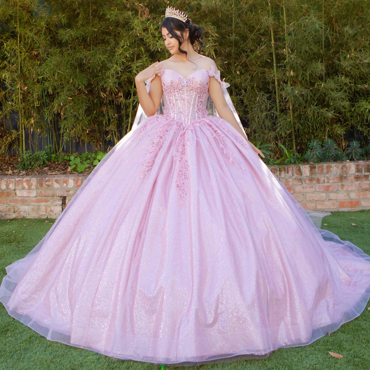 Quinceniera Dresses Floral Sequin Ball Gown Quinceanera Dress Cinderella Couture 8270J Rosegold