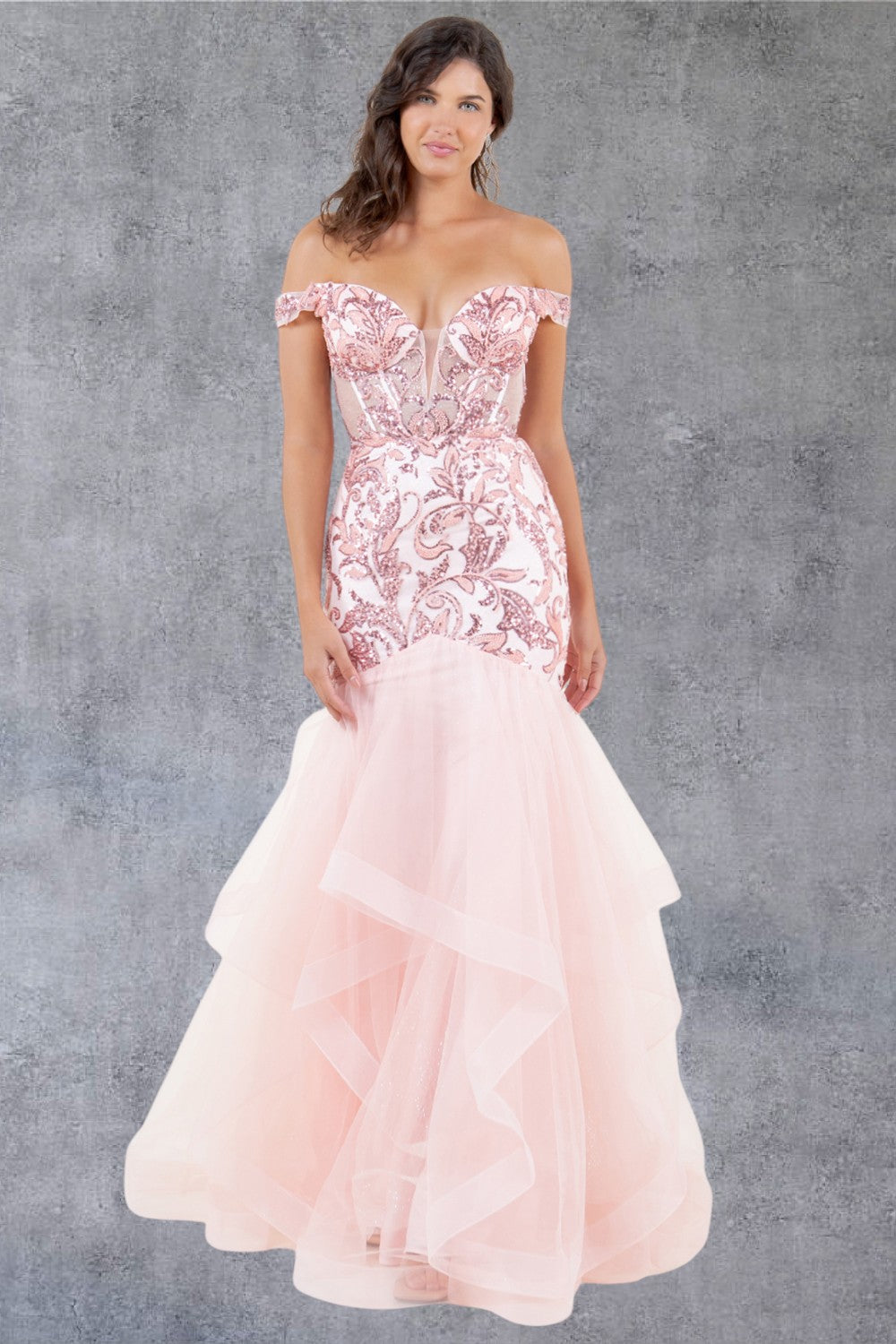 Cinderella Couture 8274J Long Formal Ruffle Mermaid Prom Dress The Dress Outlet Cinderella Couture 8274J Long Formal Ruffle Mermaid Prom Dress The Dress Outlet