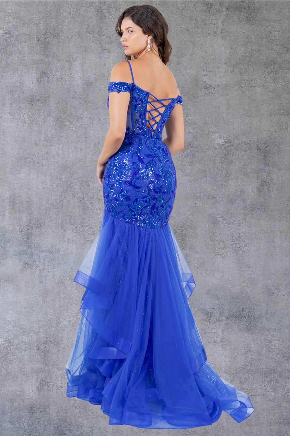 Cinderella Couture 8274J Long Formal Ruffle Mermaid Prom Dress