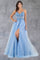 Prom Dresses Long Beaded Formal A Line Lace Prom Dress Dusty Blue