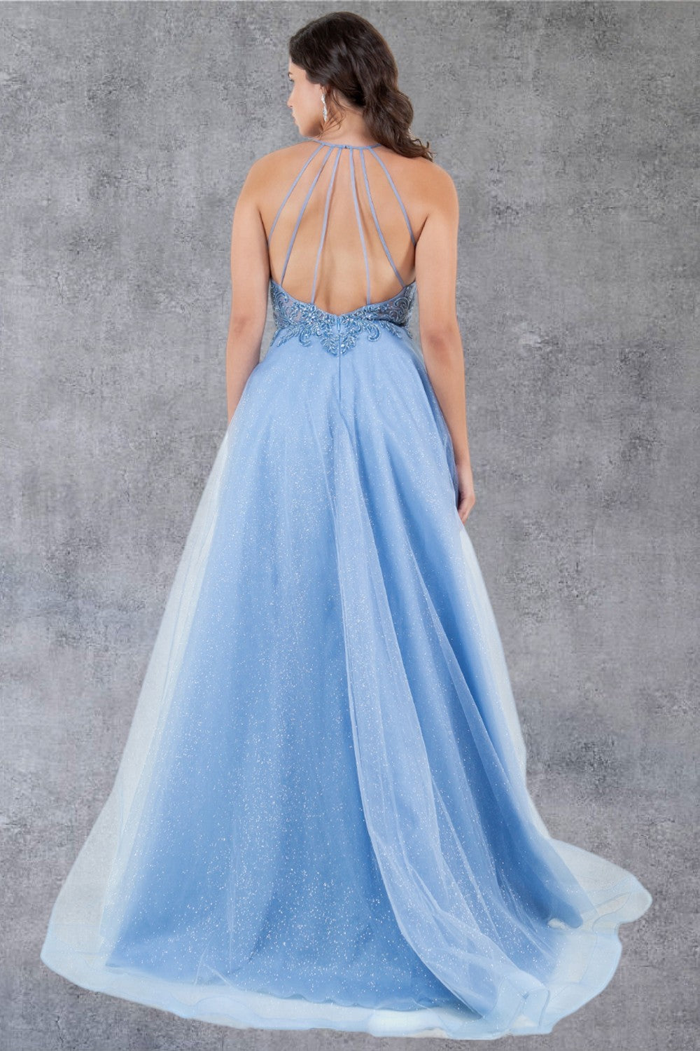 Cinderella Couture 8275J Long Beaded Formal A Line Lace Prom Dress