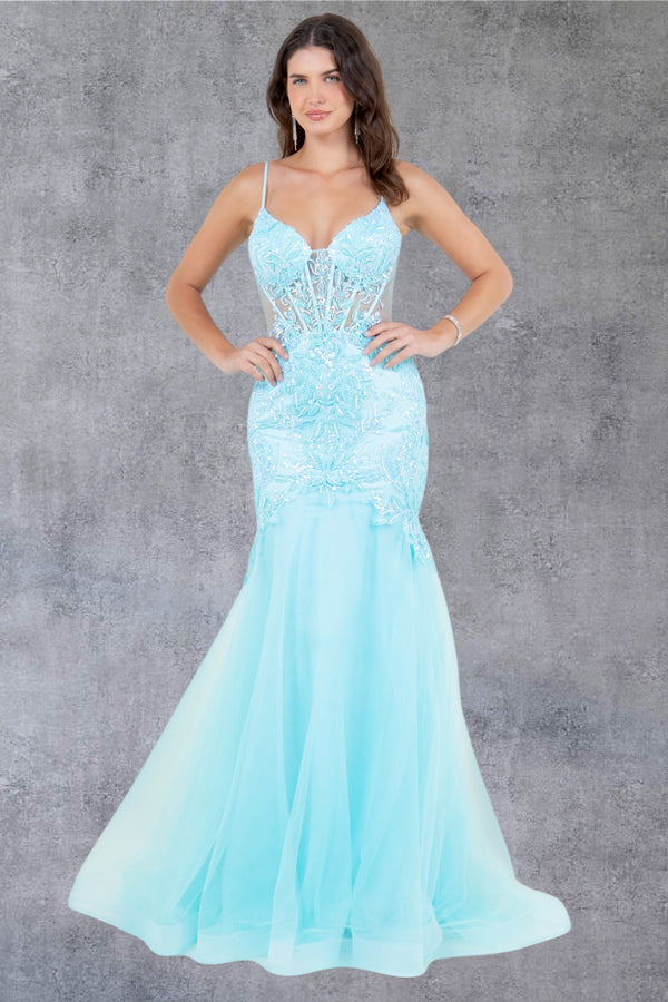 Mermaid Long Formal Lace Floral Prom Dress Cinderella Couture 8276J