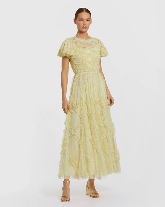 Cocktail Dresses Homecoming Ruffle Midi Short Cocktail Dress Buttercup