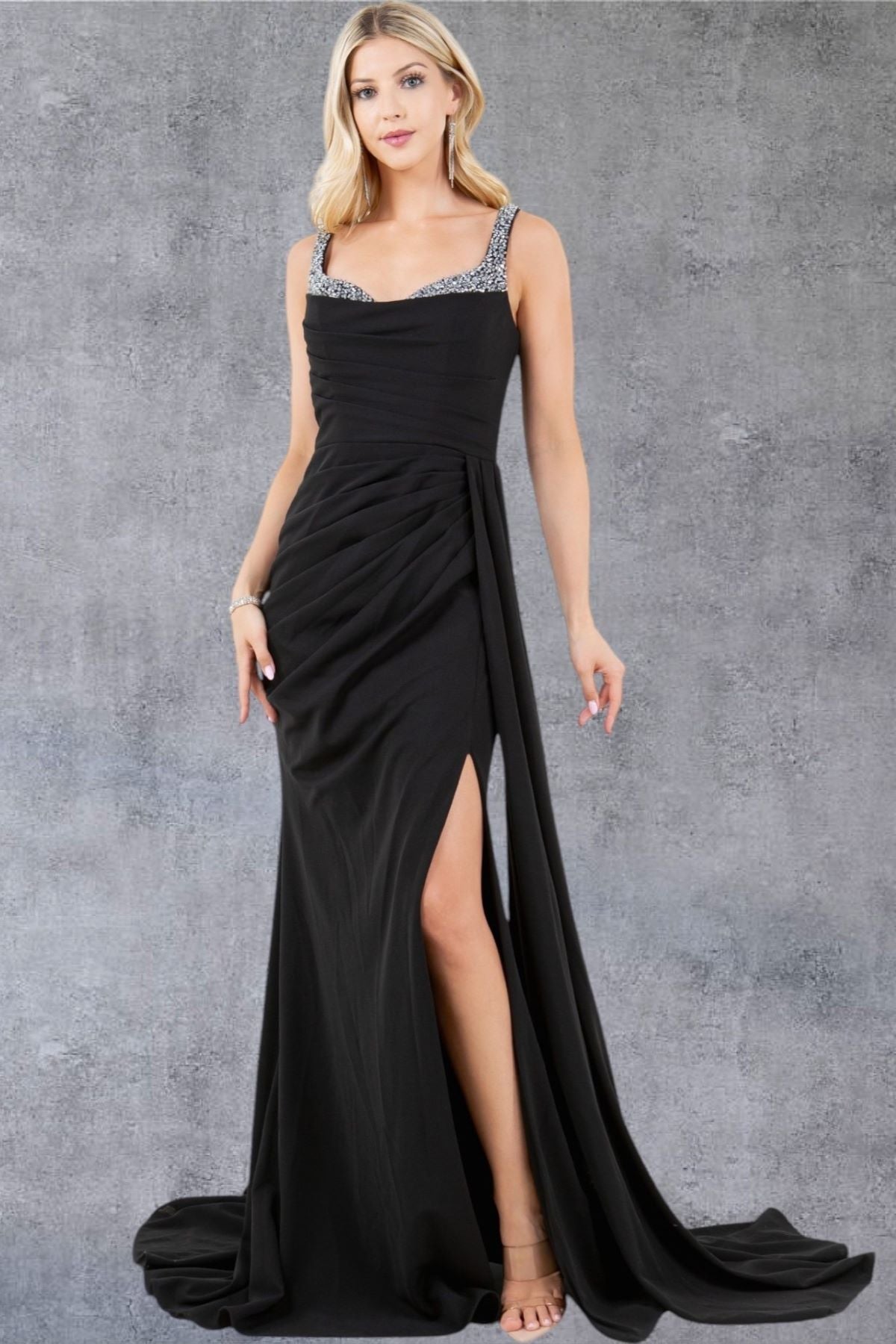Cinderella Couture 8283J Long Fitted Slit Fomal Prom Dress