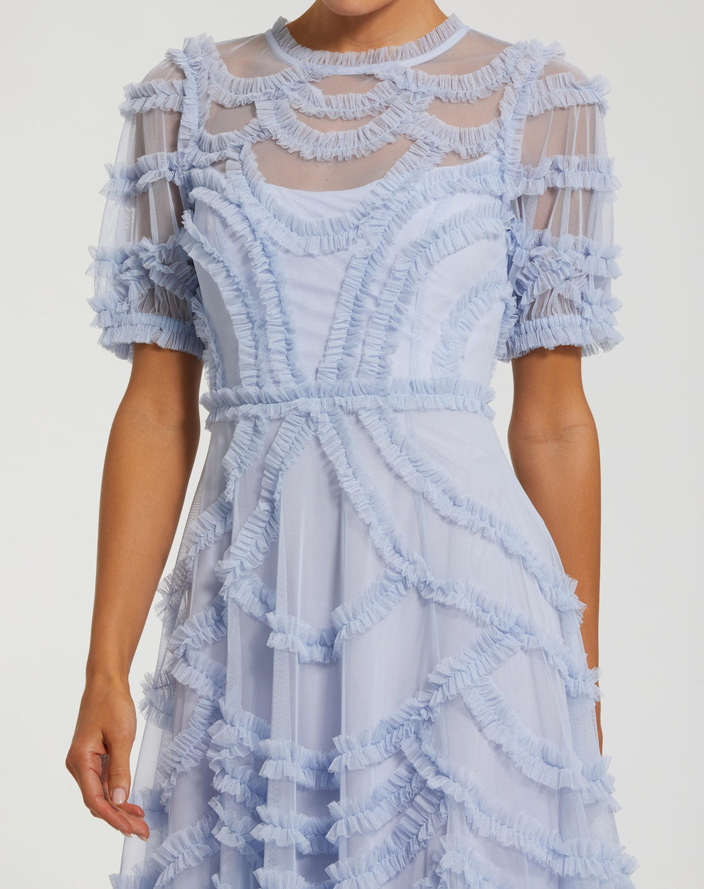 Cocktail Dresses A Line Short Ruffle Midi Cocktail Dress Mac Duggal 8288 Periwinkle