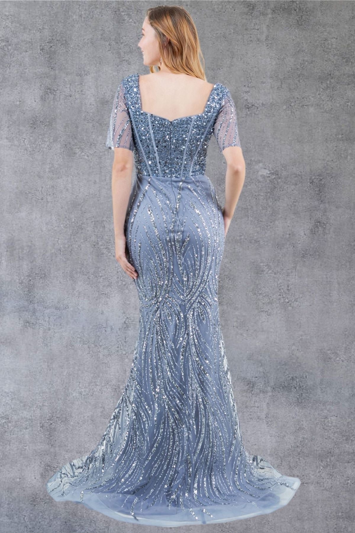 Mother of the Bride Dresses Sequin Long Beaded Formal Mother of the Bride Dress Cinderella Couture 8293M Dusty Blue