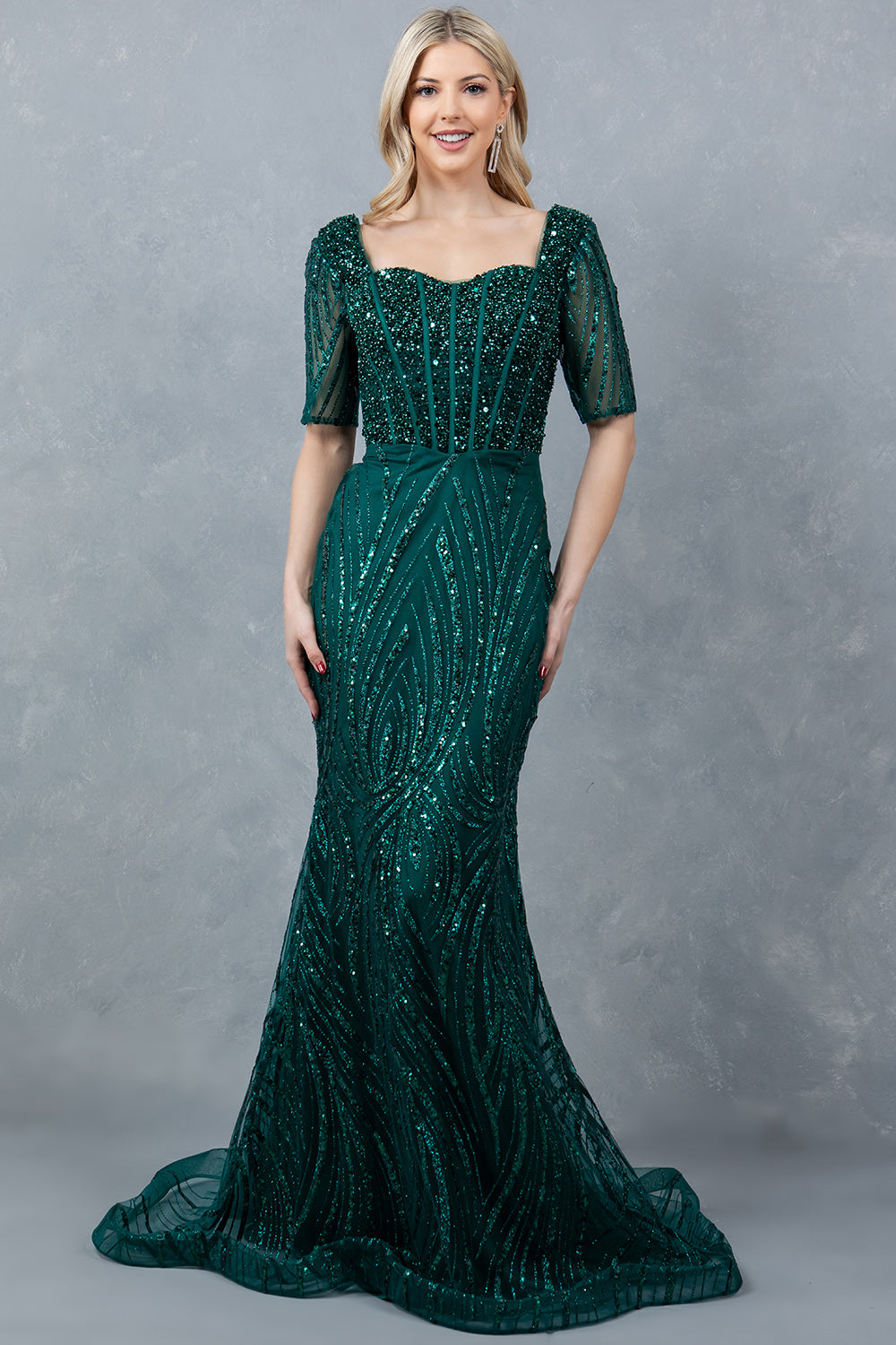 Mother of the Bride Dresses Sequin Long Beaded Formal Mother of the Bride Dress Cinderella Couture 8293M Hunter Green
