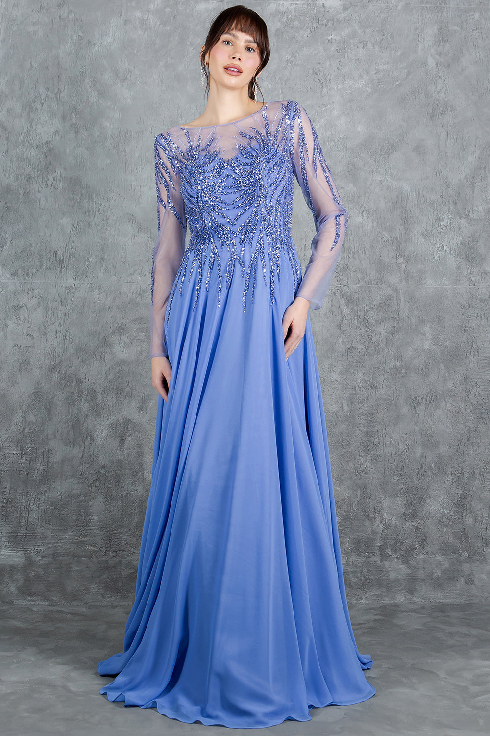 Cinderella Couture 8294M A Line Long Formal Sequin Dress