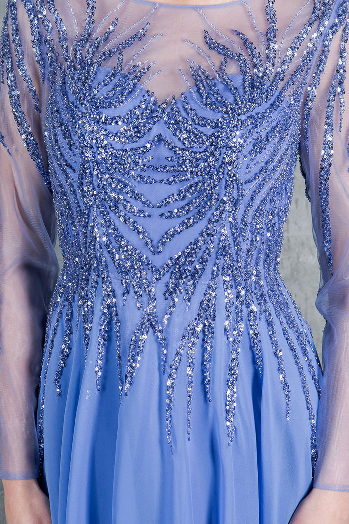 Formal Dresses A Line Long Formal Sequin Dress Dusty Blue