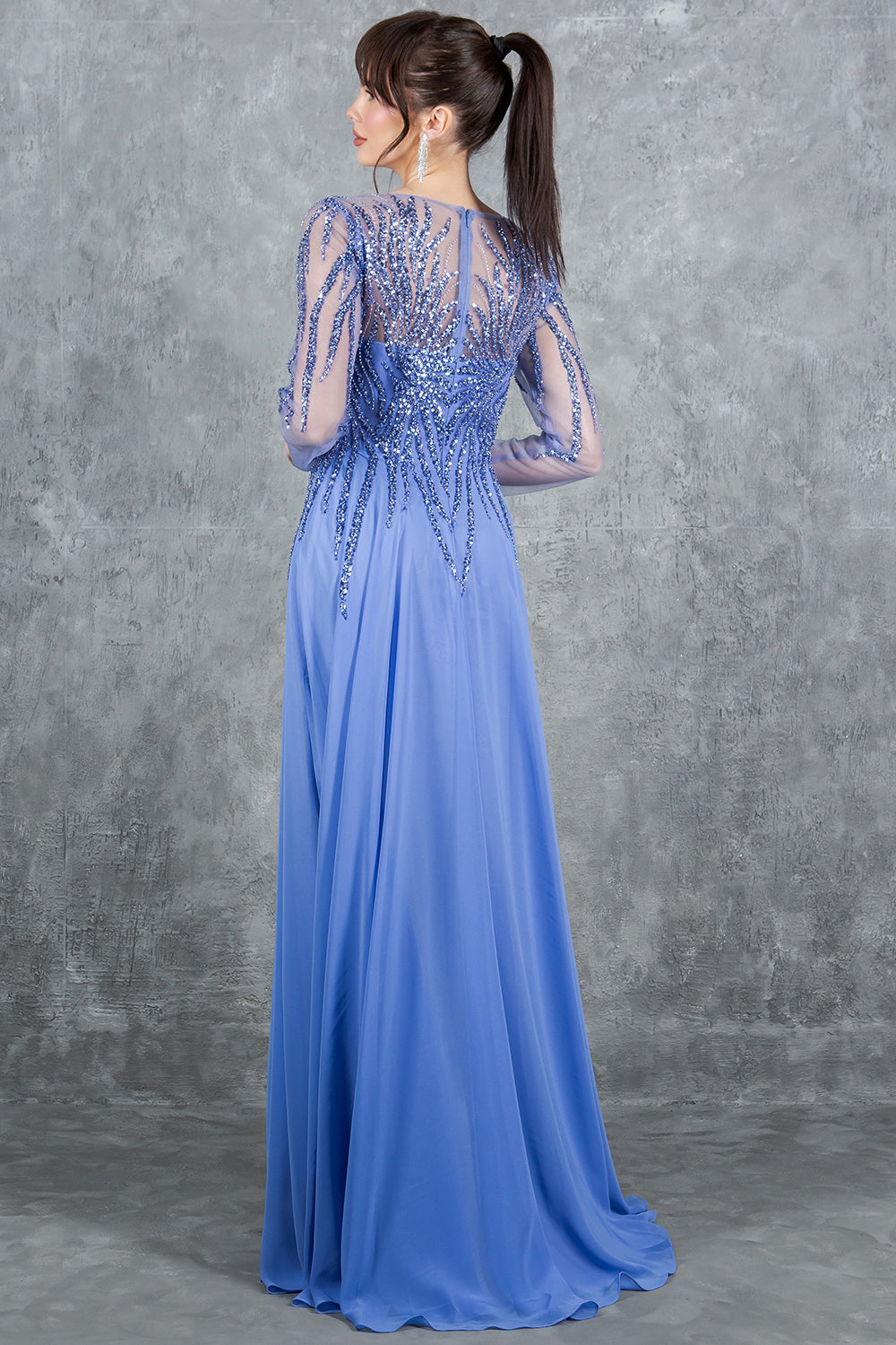 Formal Dresses A Line Long Formal Sequin Dress Dusty Blue