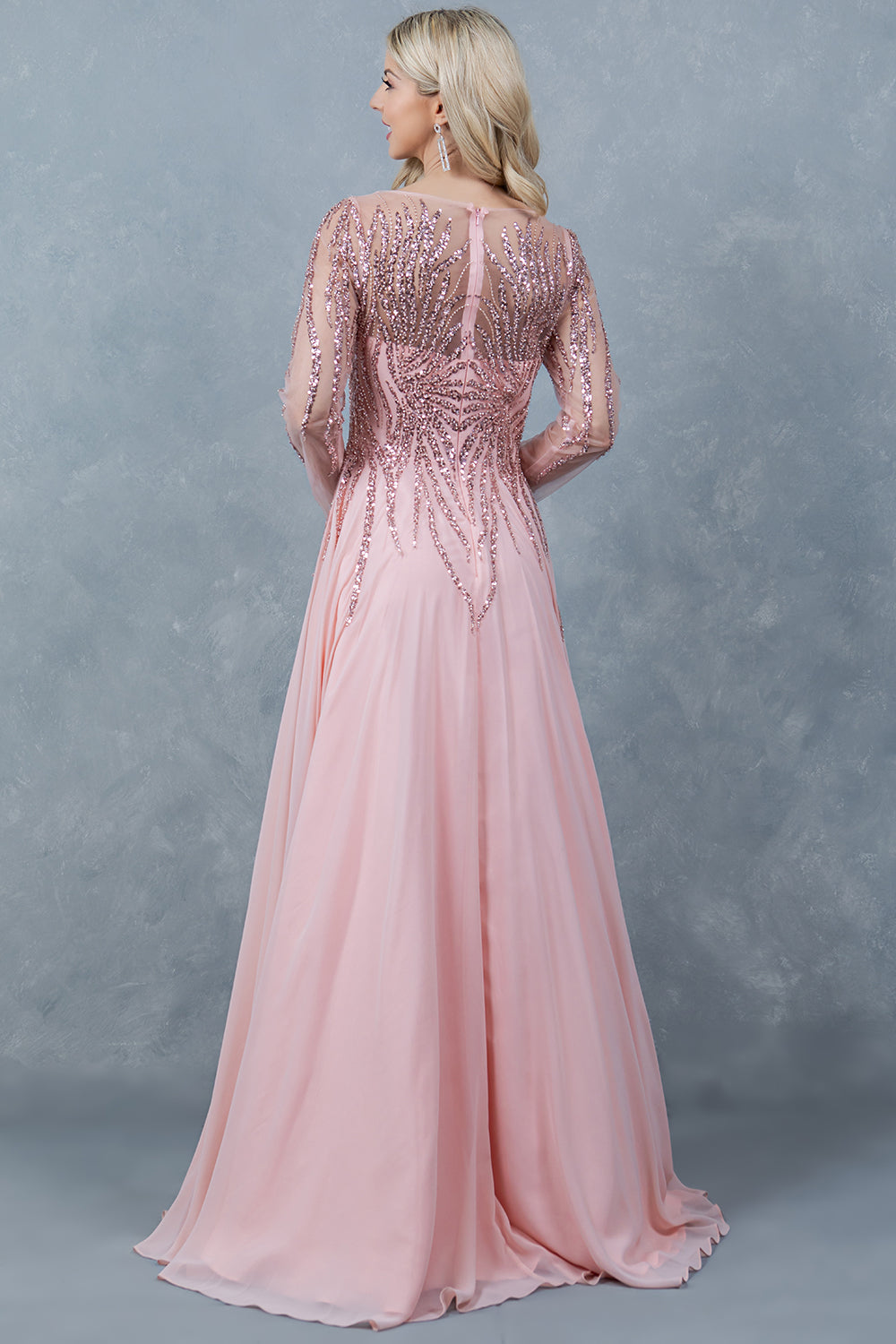 Cinderella Couture 8294M A Line Long Formal Sequin Dress