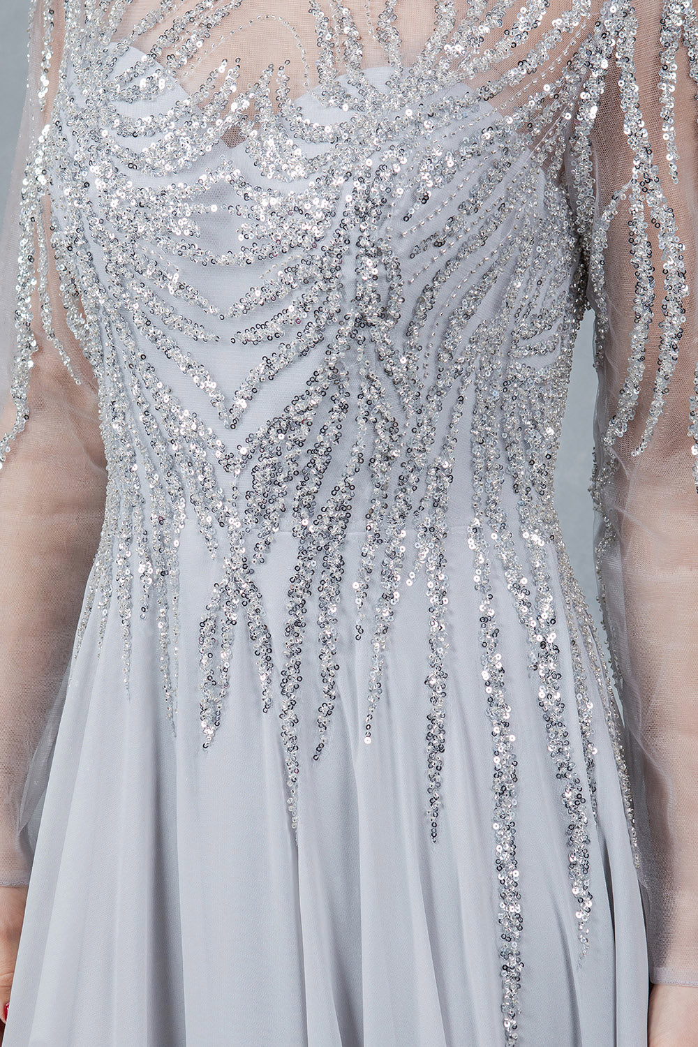 Formal Dresses A Line Long Formal Sequin Dress Silver