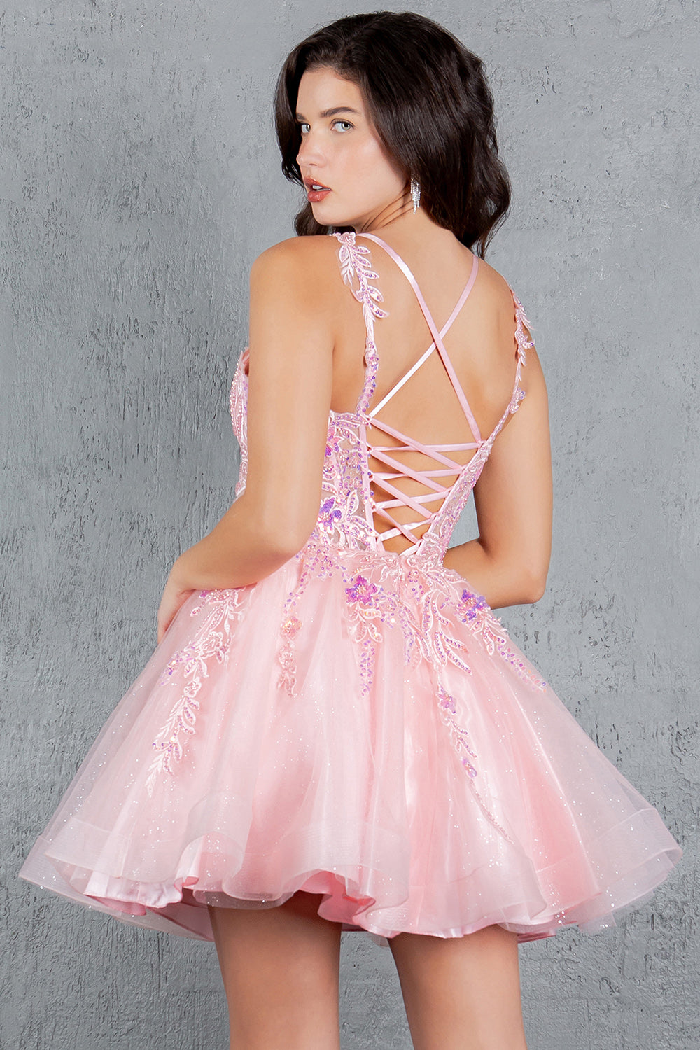 Cocktail Dresses Floral Lace Applique Short A Line Cocktail Dress Cinderella Couture 8298J Blush