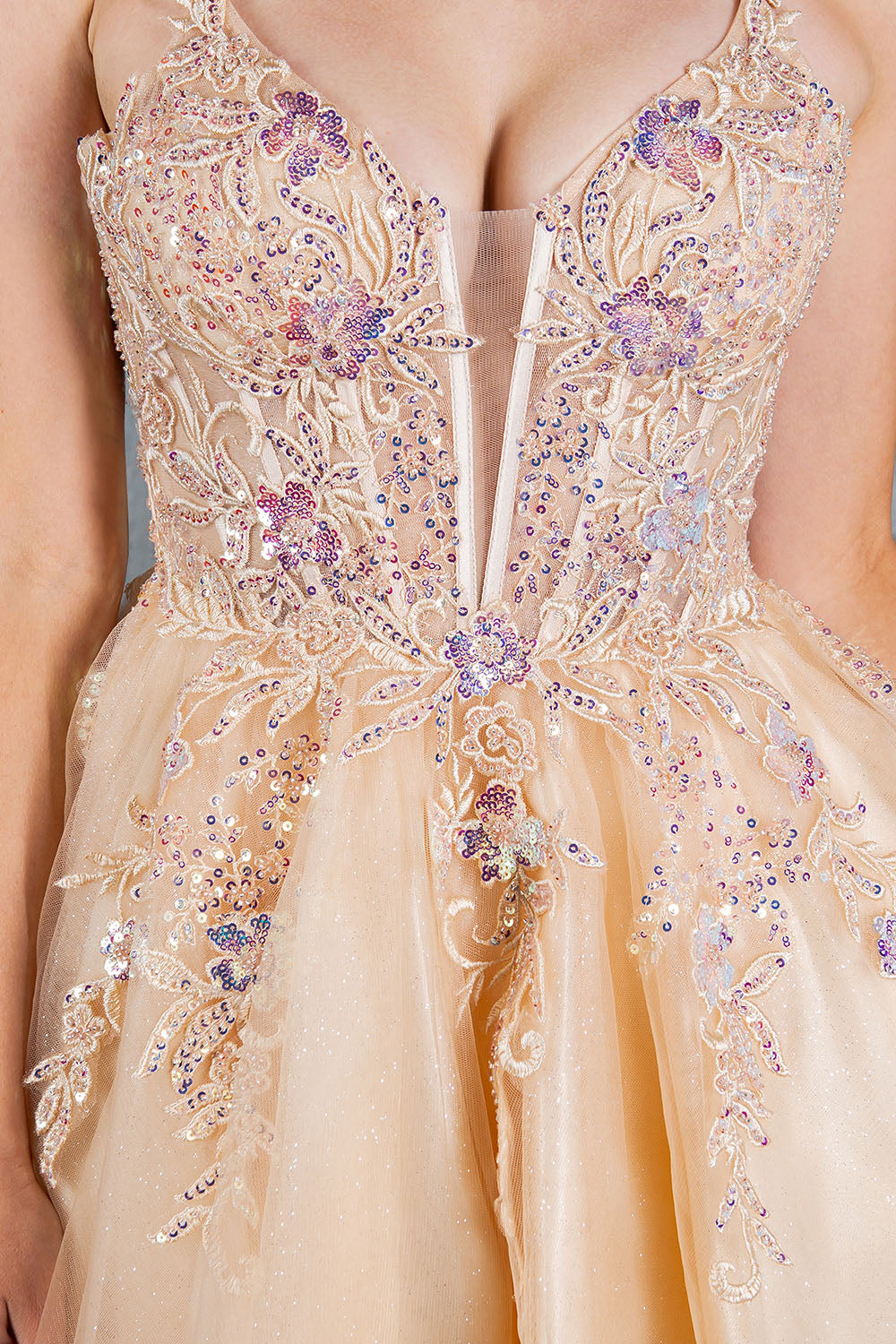 Cocktail Dresses Floral Lace Applique Short A Line Cocktail Dress Cinderella Couture 8298J Champagne
