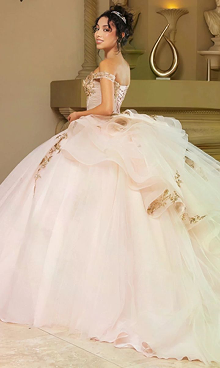 Off-the-Shoulder Floor-Length Tulle Quinceañera Ball Gown May Queen LK272