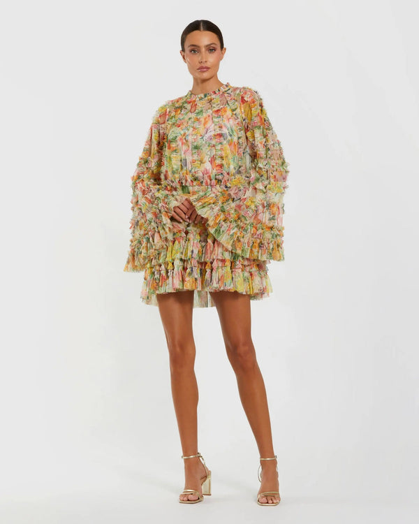 Floral Print Short Dress Cocktail Homecoming Mac Duggal 8300