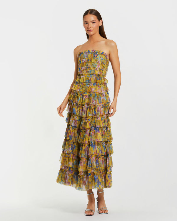 Midi Length Floral Dress Short Cocktail Mac Duggal 8301
