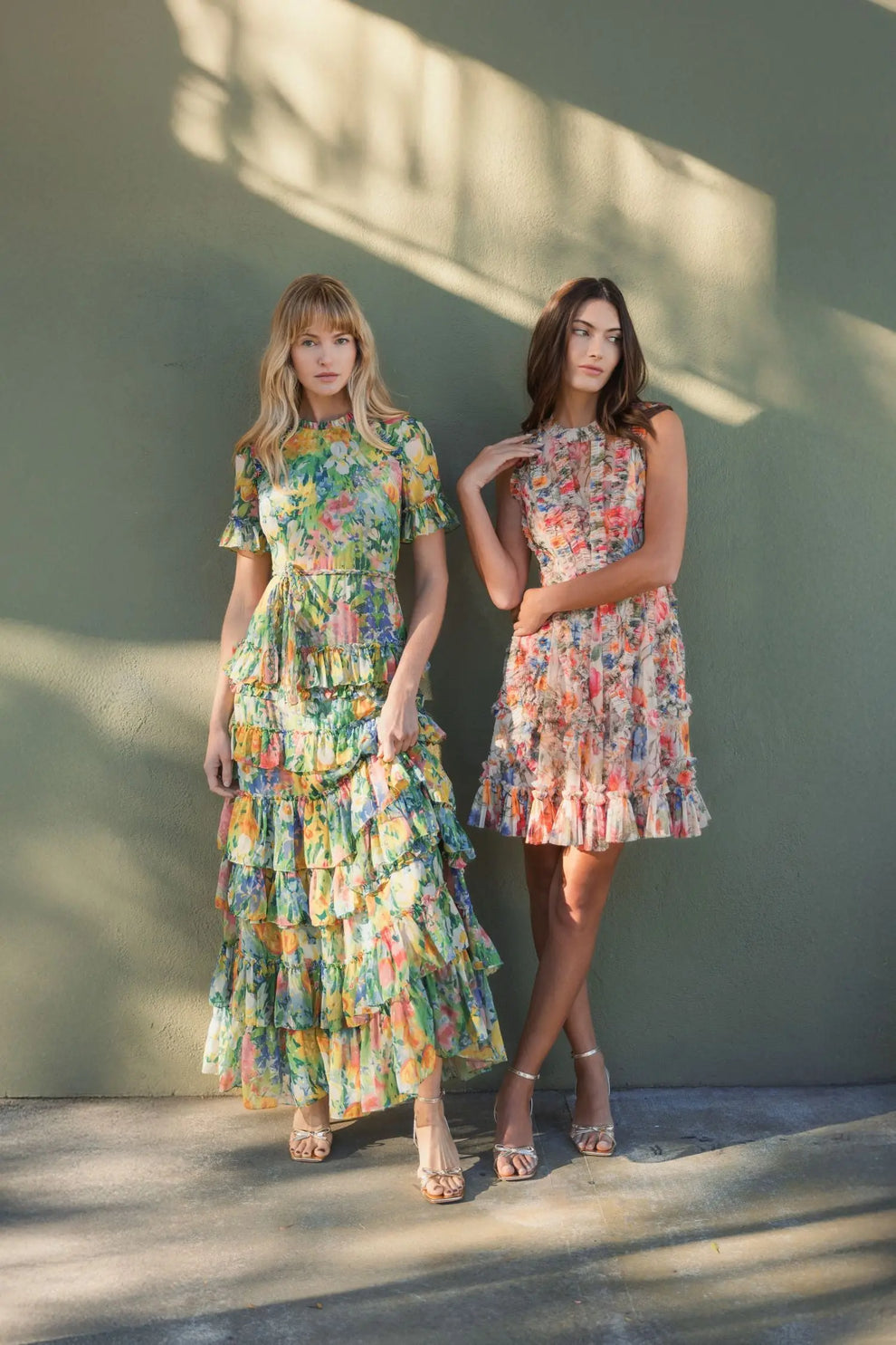 Cocktail Dresses Mini Ruffle Floral A Line Short Cocktail Dress Mac Duggal 8307 Cream Multi