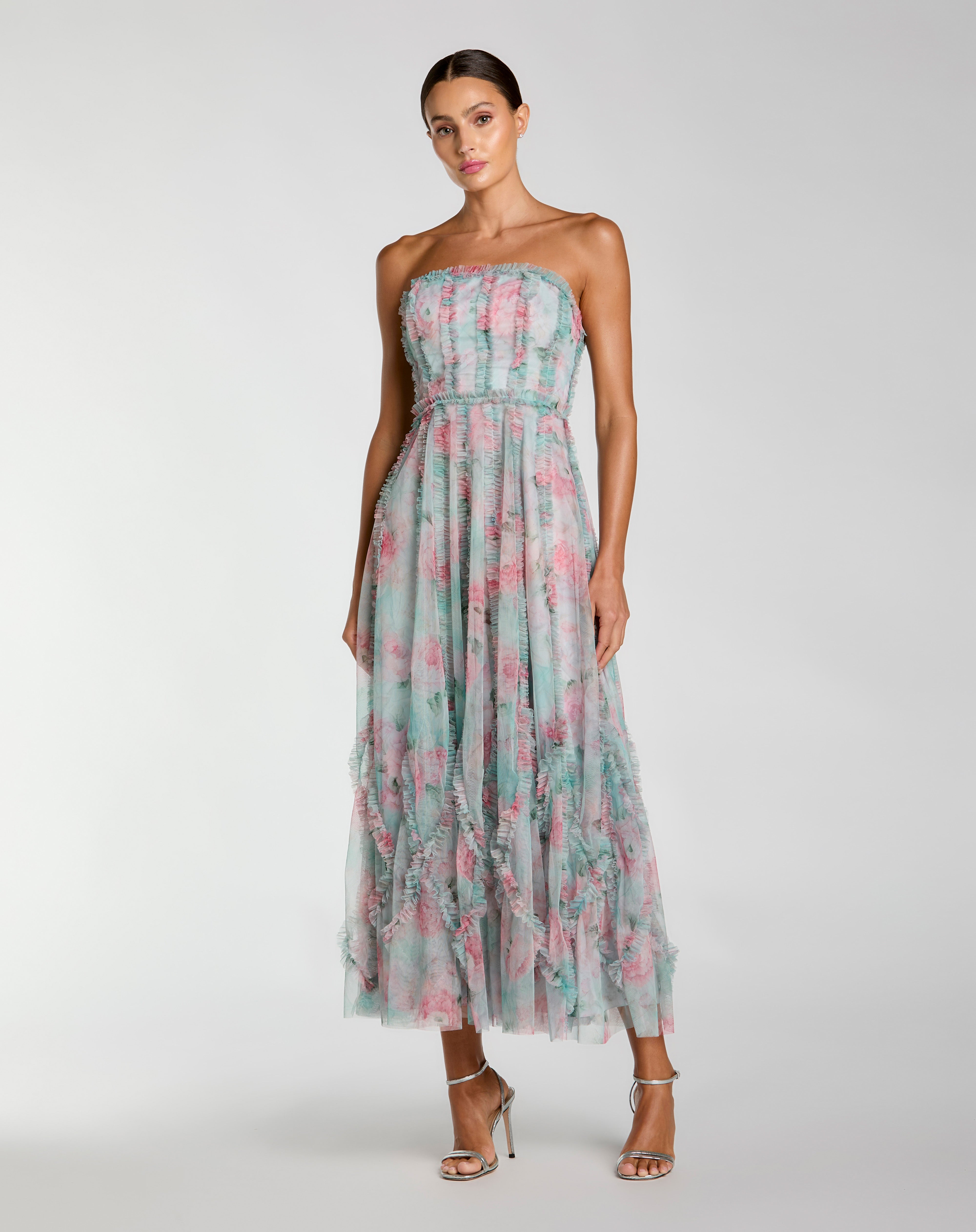 Prom Dresses Formal Long A Line Floral Prom Dress Aqua Multi