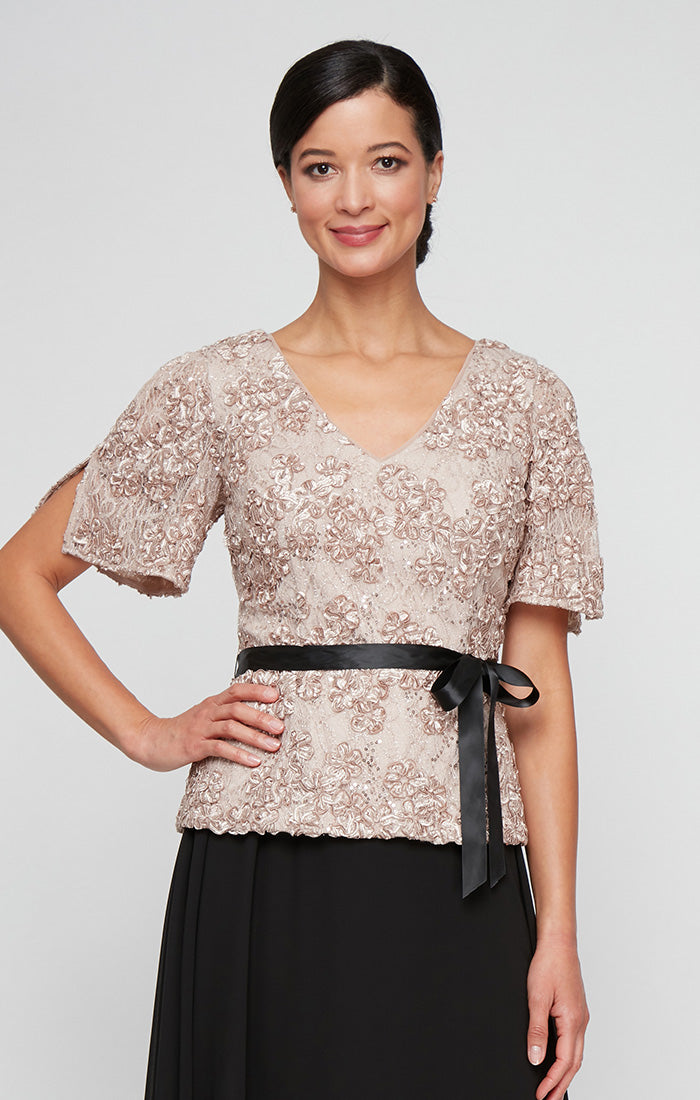 Alex Evenings 83122697 Formal Top Lace Blouse