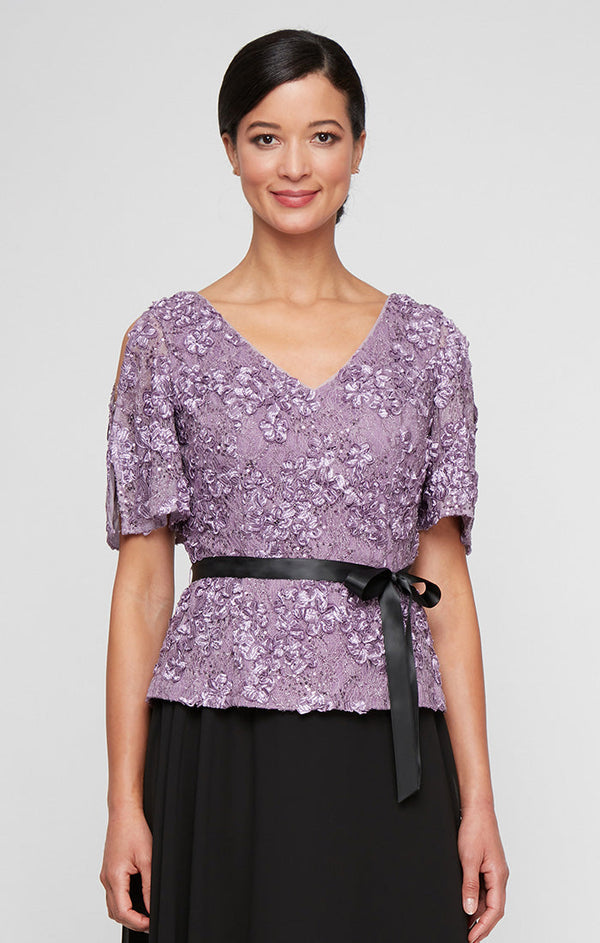 Alex Evenings 83122697 Formal Top Lace Blouse