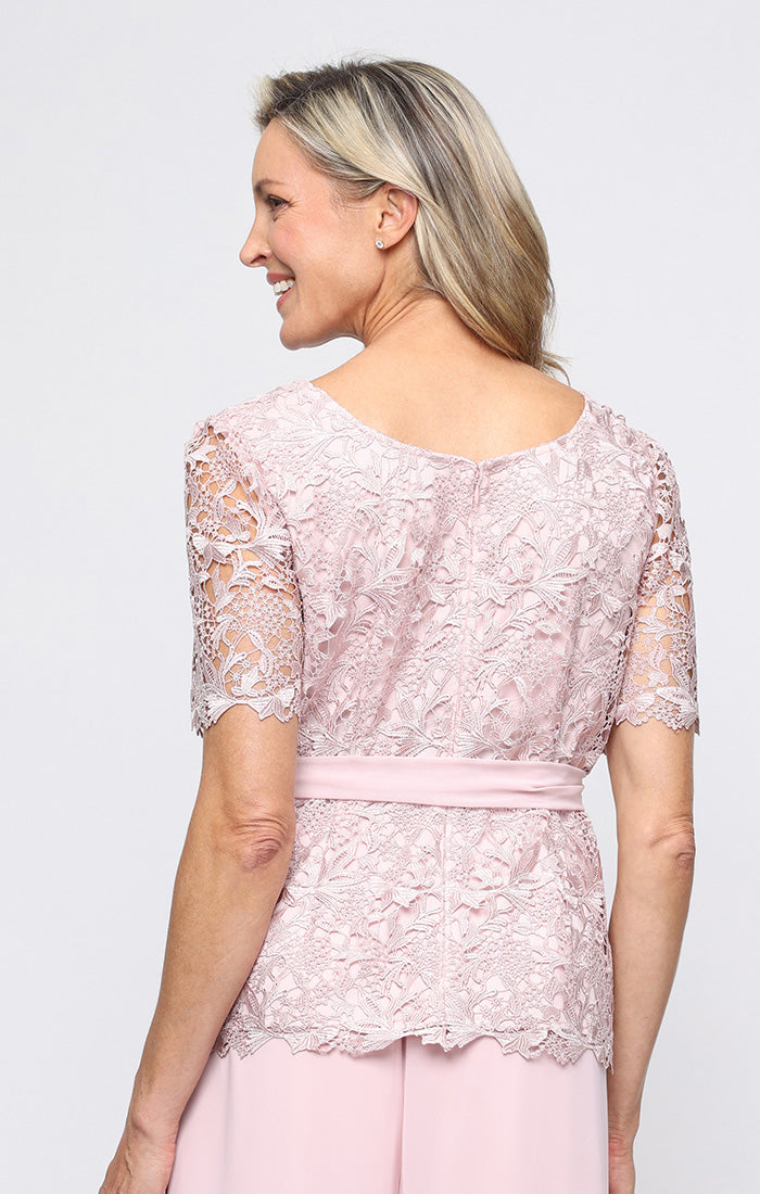 Top Formal Lace Evening Top Shell Pink