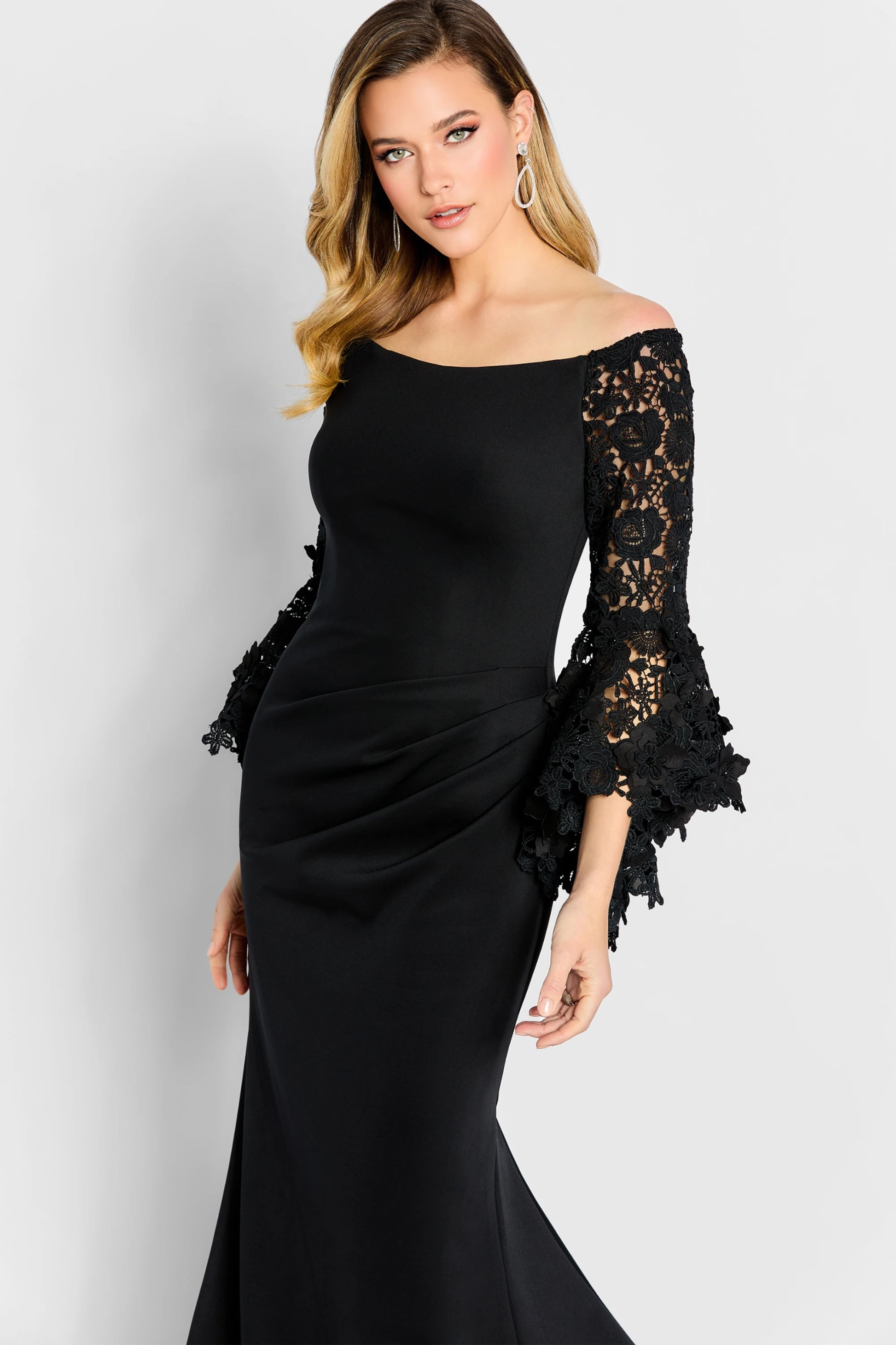 Cameron Blake CB104 Long Formal Lace Evening Gown